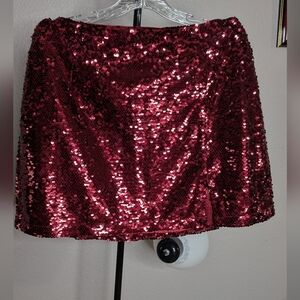 Miami Sparkling Red Sequin Mini Skirt
